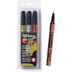 image:imageSAKURA 42191 3Piece Extra Fine Pentouch Paint Marker 07mm Gold Silver and Copper1 Count Pack of 3